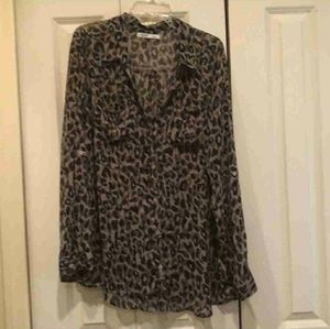 EUC Old Navy Sheer Leopard Print Blouse